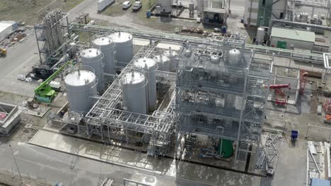wide aerial drone view of drt factory complex, a major chemical plant in veille-saint-girons, france