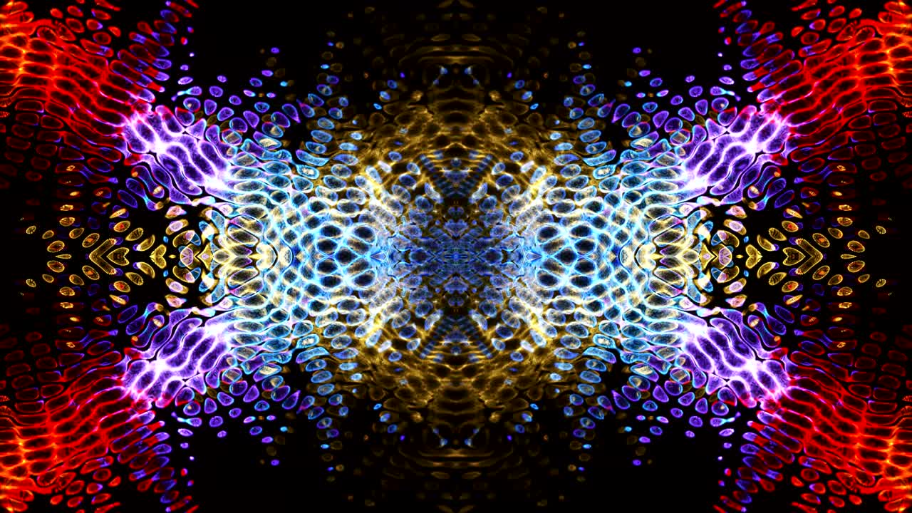 Fundo abstrato de caleidoscópio geométrico. Padrão contínuo 4K. Bela textura de mosaico caleidoscópico