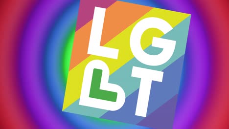 Animation-Von-LGBT-Text-über-Regenbogenkreisen-Und-Farben,-Die-Sich-In-Einer-Nahtlosen-Schleife-Bewegen
