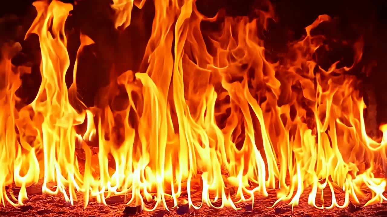 un primer plano de un fuego ardiendo en la oscuridad