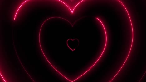 animation of neon hearts over black background