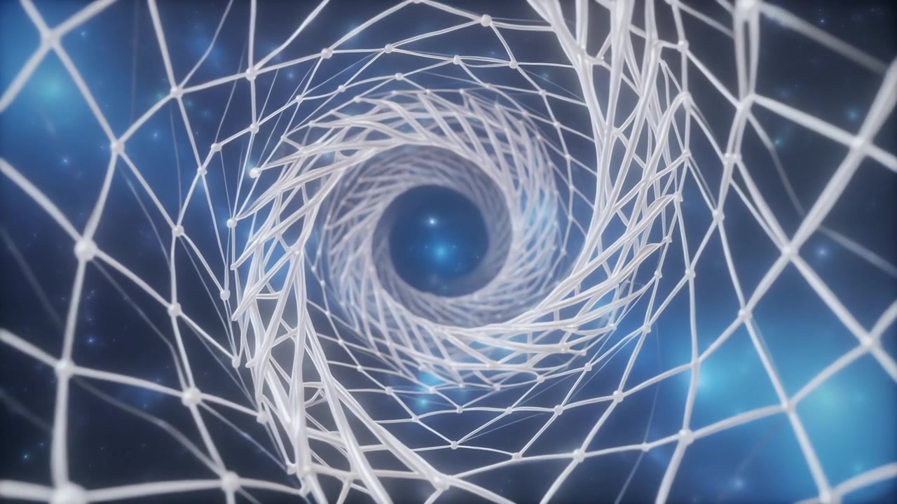 Abstract 3D Tunnel with Glowing Network Structure
