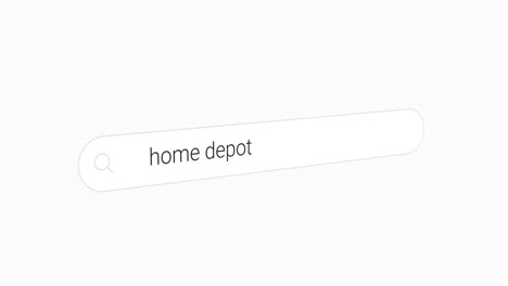 typing home depot in the search bar