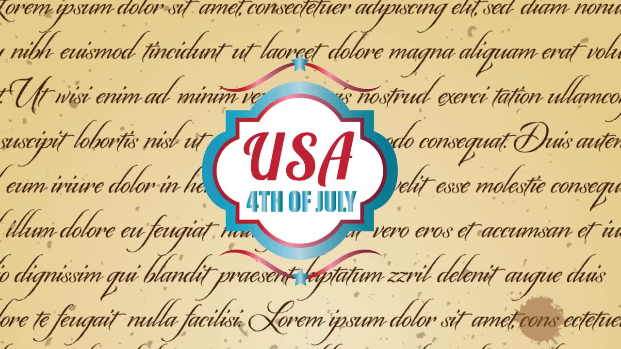 헌법 위에 있는 독립기념일 텍스트의 애니메이션