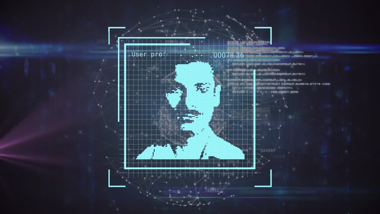 animación del procesamiento de datos sobre los iconos de las personas