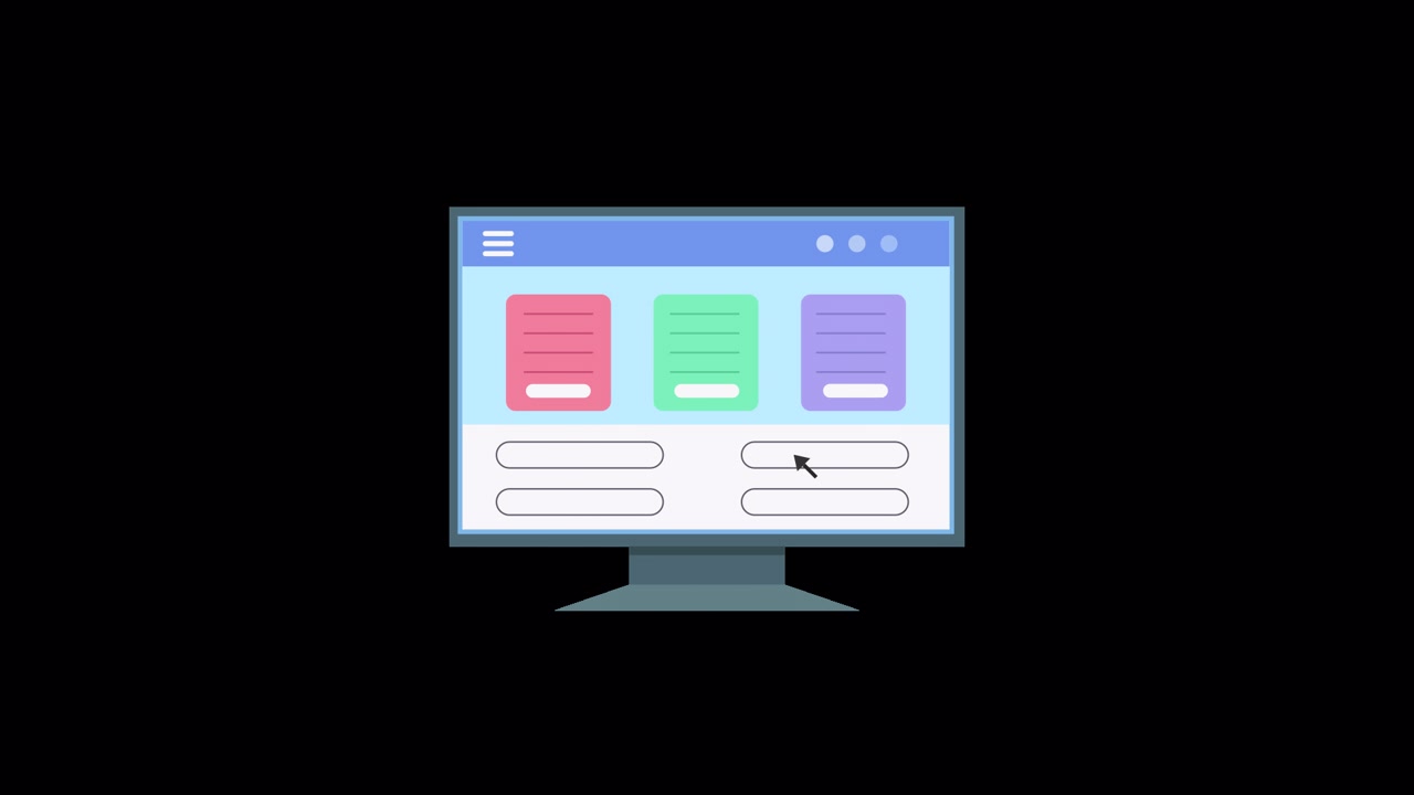 Animated Computer Monitor Displaying a Web Browser Interface