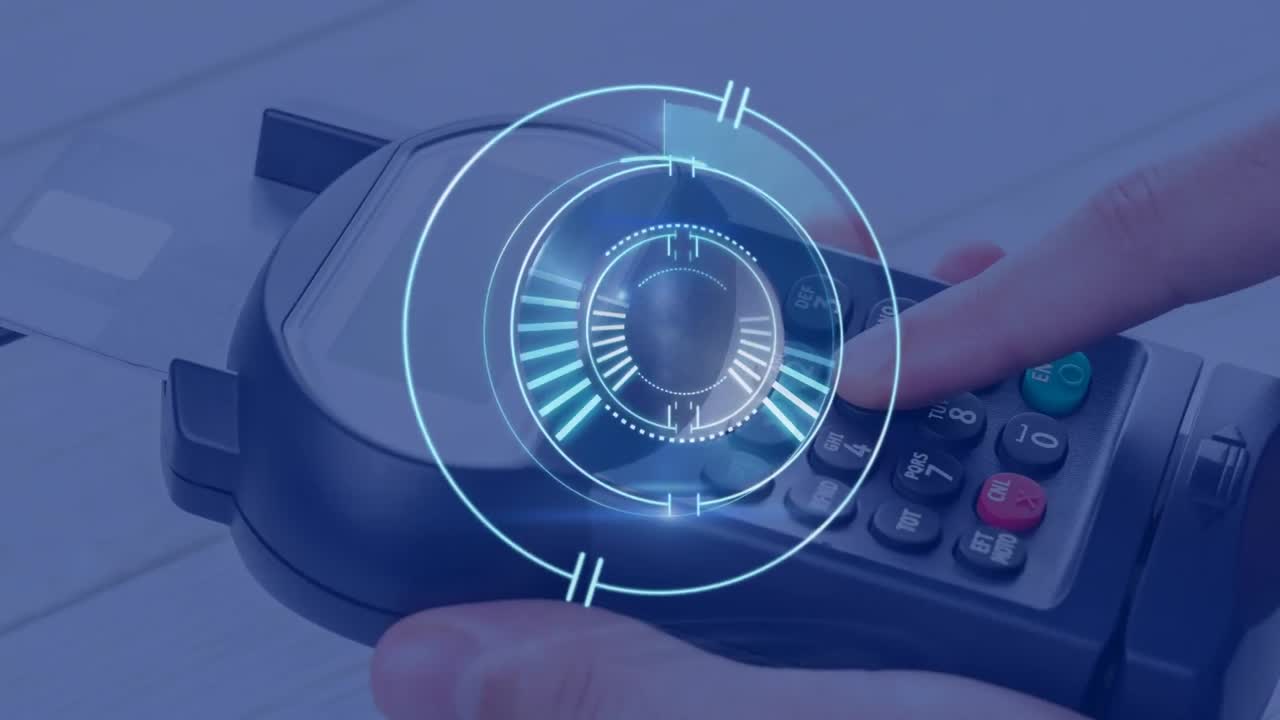 animación del alcance de la exploración a través de teléfonos inteligentes y terminales de pago