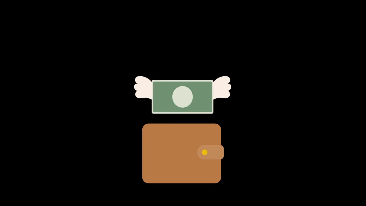 An Animation Of Feathered Money Flying Out Of A Wallet