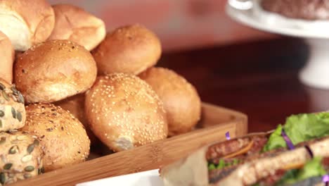 displaying of sandwiches and bread on the counter