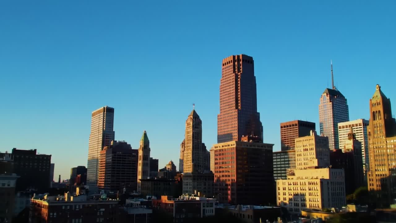 A Stunning Transformation: From Night to Day in a Dynamic City Skyline, Capturing the Glimmering Lights and the Radiant Glow of Sunrise Over Urban Architecture