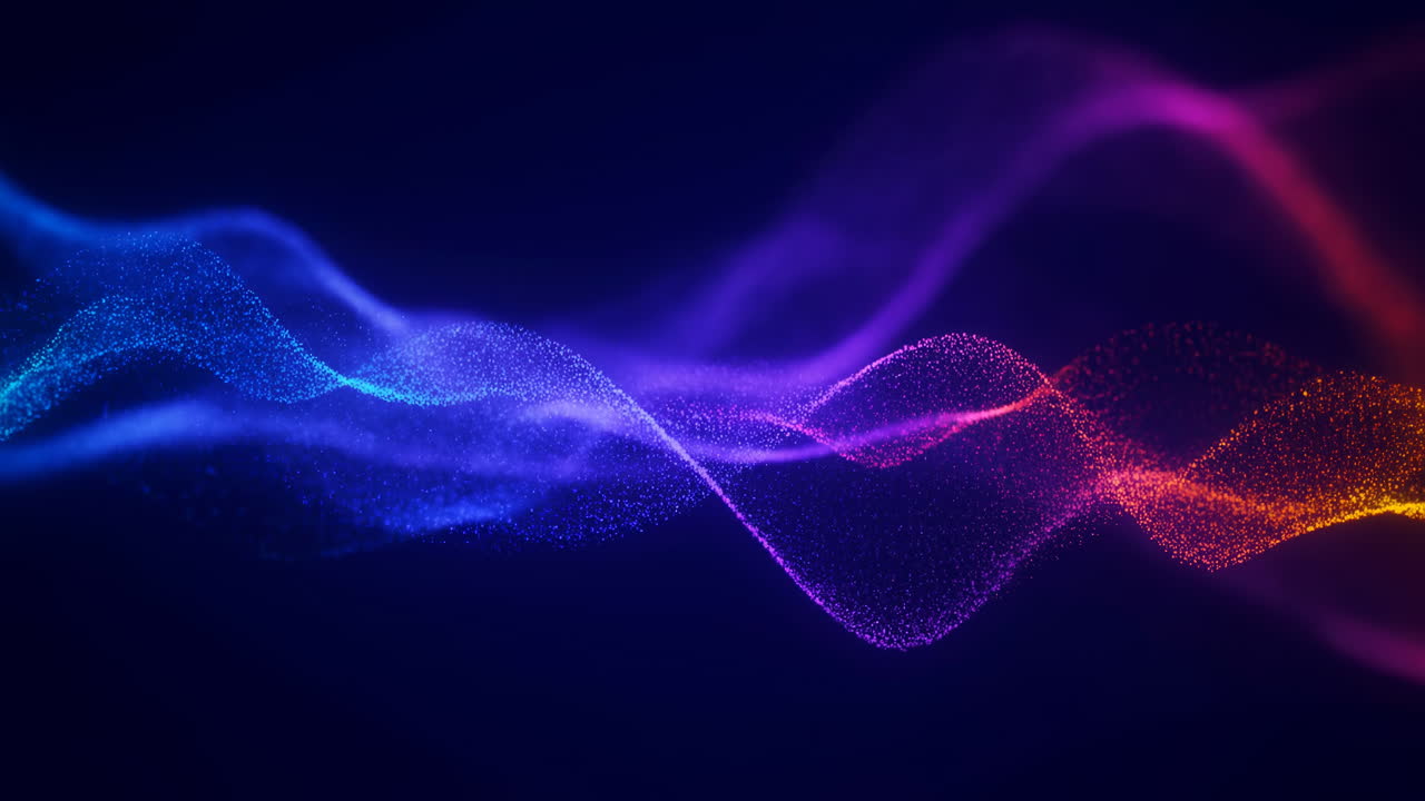 Dynamic Abstract Wave of Glowing Digital Particles