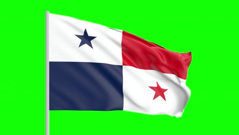 national flag of panama waving in the wind on green screen with alpha matte