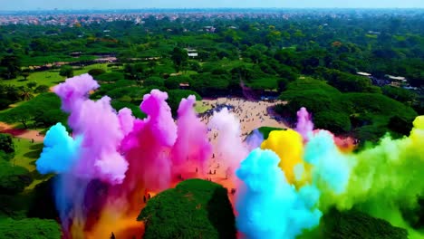 colorful holi festival in a park