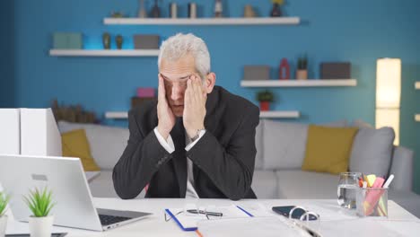 home office worker man has eye pain.