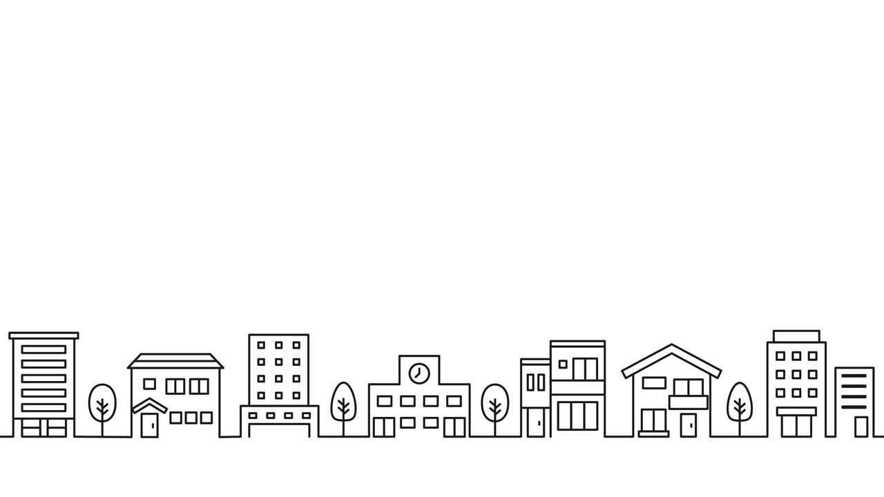 Video de animación en bucle simple de una ilustración de paisaje urbano