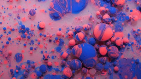 slow motion bright colors blue and pink bubbles oil beautiful paint universe color moving multicolored. acrylic paint. fantastic hypnotic surface. abstract colorful paint metamorphosis structure.