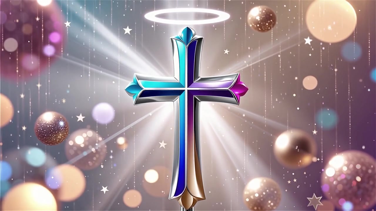 Cruz Cristiana con Luz Celestial, Fondo para Adoración.