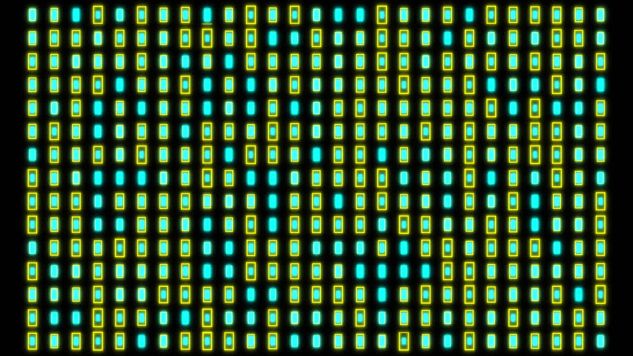 animación de rectángulos verdes y azules cambiantes sobre un fondo negro