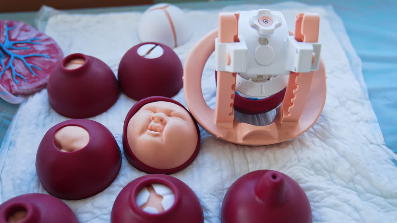 Medic training baby birth. Training model for students studying medicine