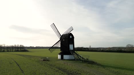 pitstone windmill aerial view orbiting vintage buckinghamshire landmark on agricultural farmland countryside