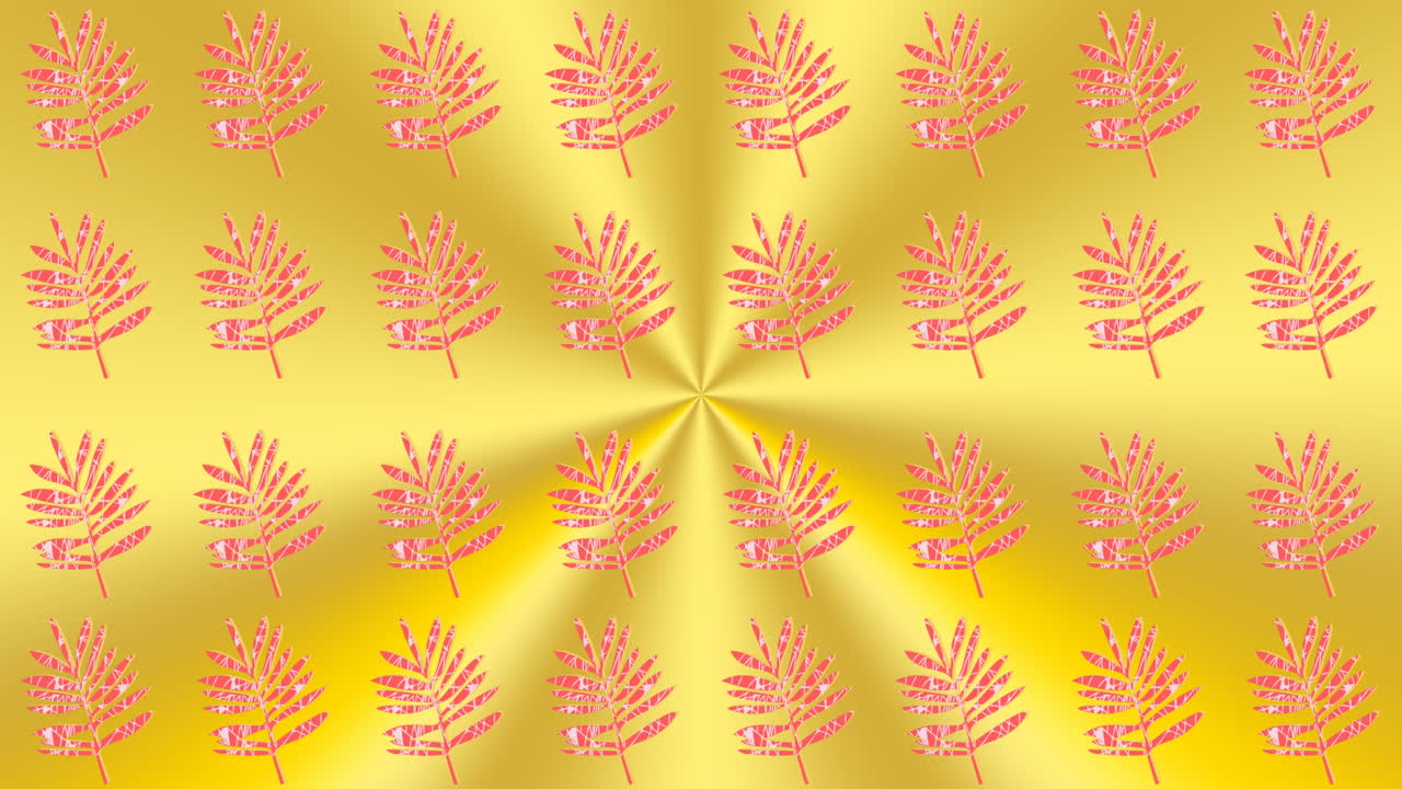 Animazione di diverse piante rosa su sfondo giallo
