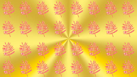 animación de múltiples plantas rosadas sobre un fondo amarillo