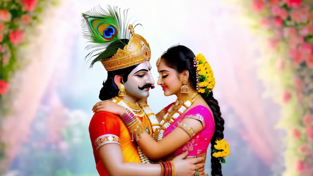 Couple in Traditional Attire Inspired by Indian Mythology