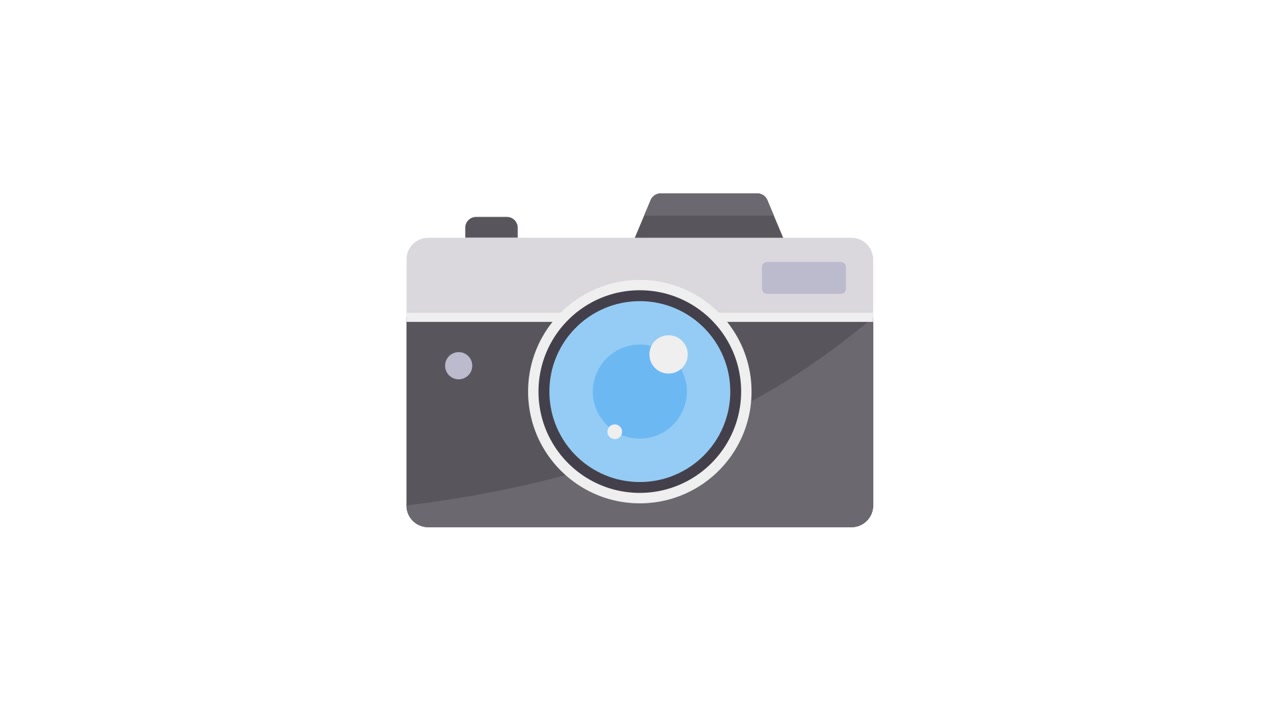 Animated Camera Icon Appearing and Disappearing on White Background