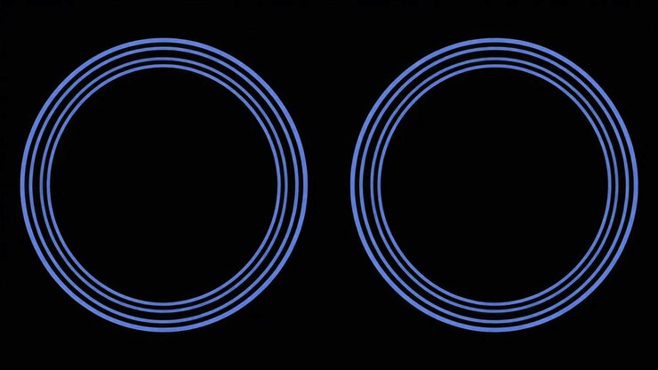 Abstract Animation of Pulsing Blue Concentric Circles on Black Background