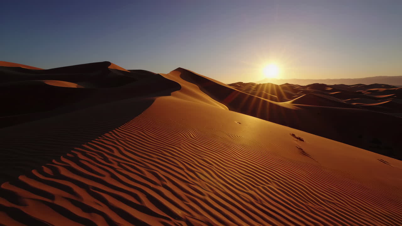Golden Sunset Over Vast Desert Dunes