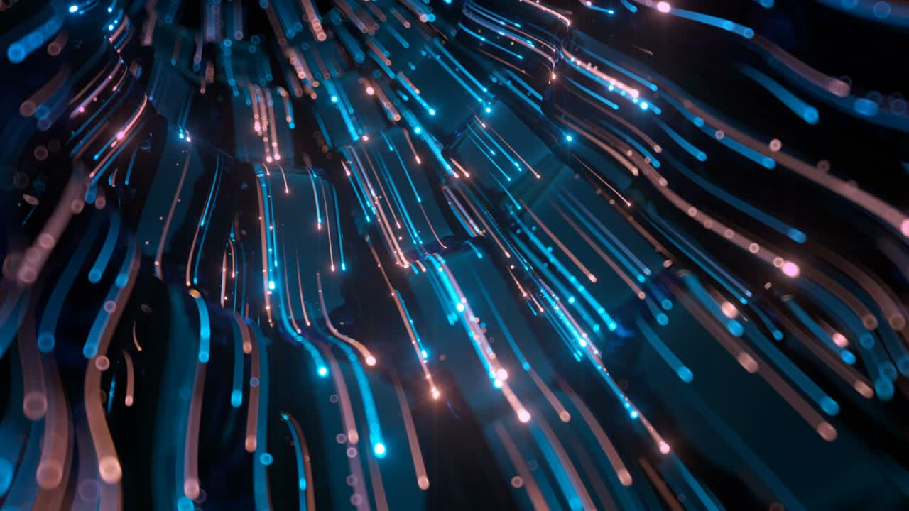 senderos de luz de neón azul y naranja 3d reproducir animación de bucle sin costuras