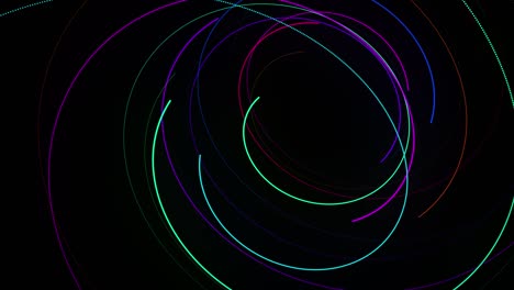 estilo creativo fondo abstracto en 4k. líneas de color girando en espiral volar a lo largo de la ruta giratoria. diseño de movimiento bg de partículas que dan forma a líneas, hélice y estructuras abstractas. render 3d