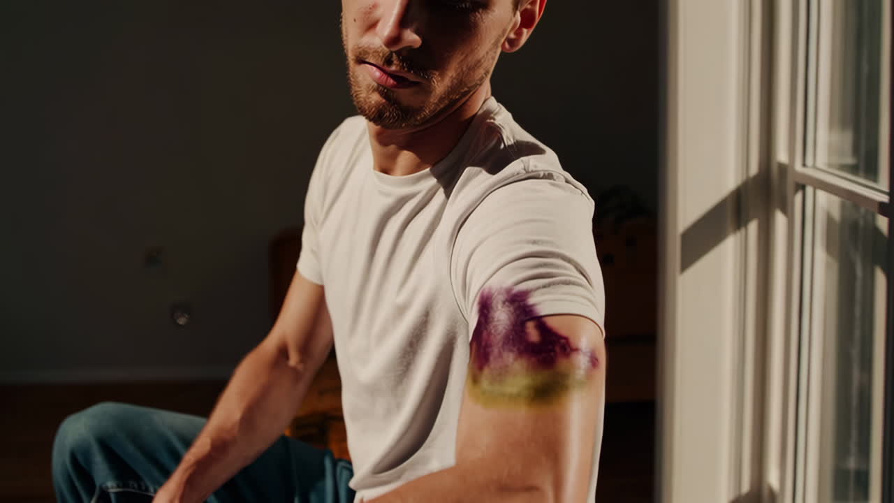 Man with a bruised arm