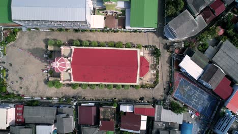 aerial view from above of the santa cruz church in bangkok, thailand