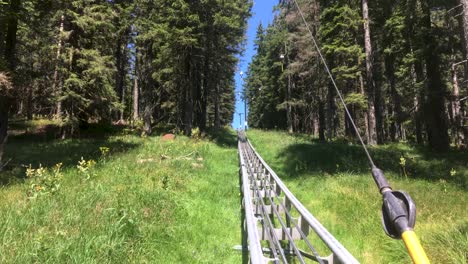 rollercoaster train going up a hill