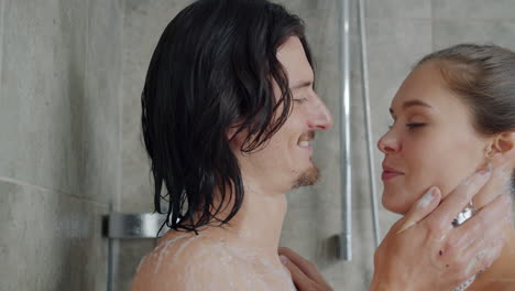 couple showering together