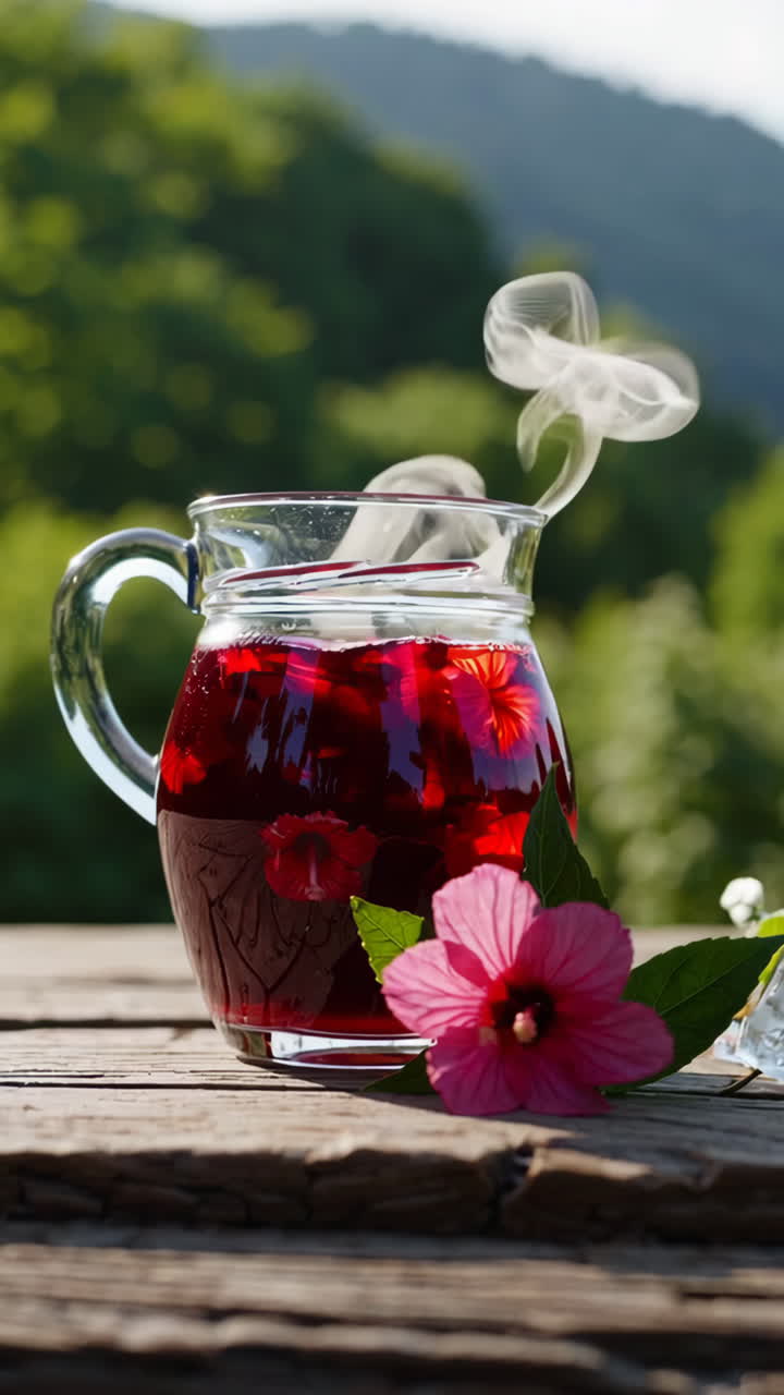 Tè di ibisco con fiori freschi