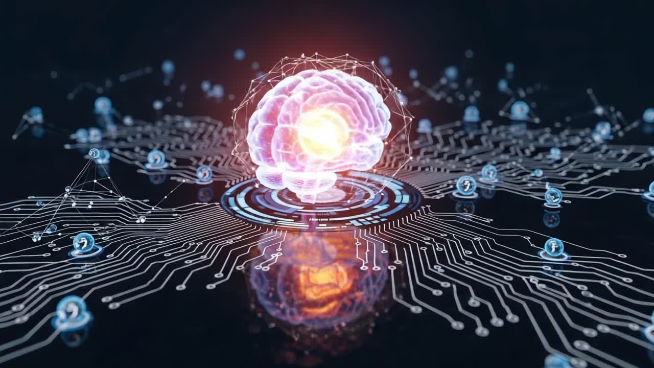 Exploring the Fusion of Technology and Intelligence: A Visual Representation of a Neural Network Conceptualized as a Glowing Brain Surrounded by Digital Connections