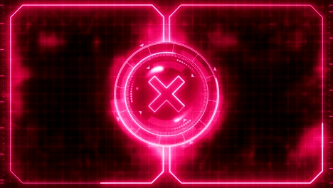 animation de boucle de jeu sportif futuriste. contre le fond de combat. affichage numérique au néon radar. marque de cible x. élément d'interface de contrôle de jeu. compétition sportive de combat de combat.