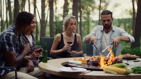 people having rest on grill party