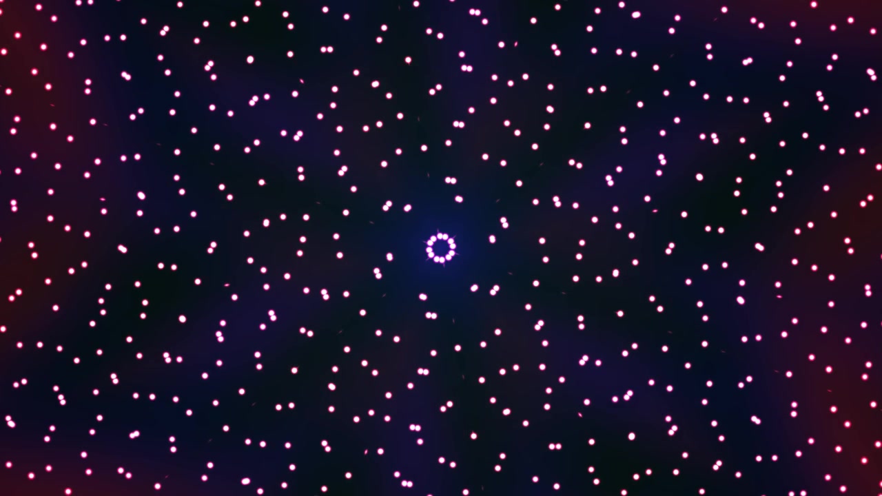 Motivo Astratto a Caleidoscopio di Punti Rosa Luminosi su Sfondo Scuro