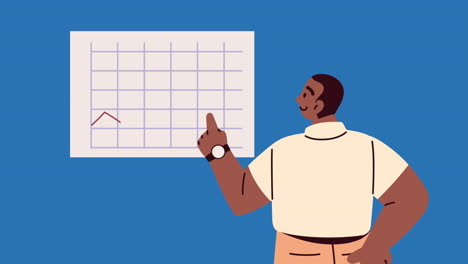 hombre de negocios afro con animación de estadísticas