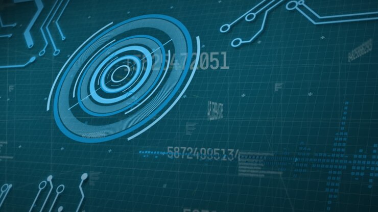 Animation of scope scanning, numbers changing and data processing