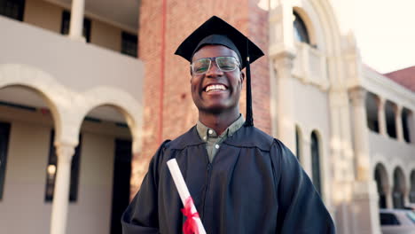 Graduado,-Rostro-Y-Hombre-Negro-Con-Diploma.