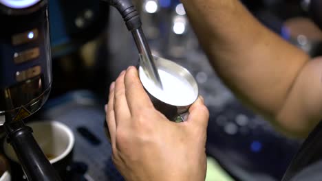 Professional-Barista-Making-Specialty-Coffee---Frothing-Milkfrothing-Milk