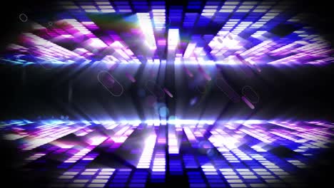 Animation-of-purple-light-trails-over-glowing-purple-music-equalizer