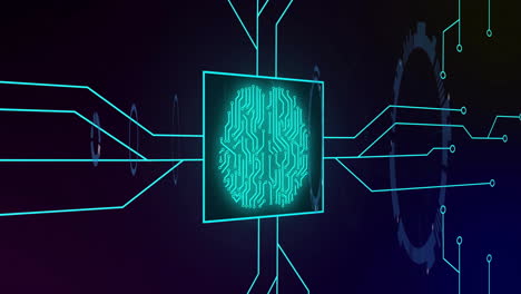 animation of brain and digital data processing over computer servers