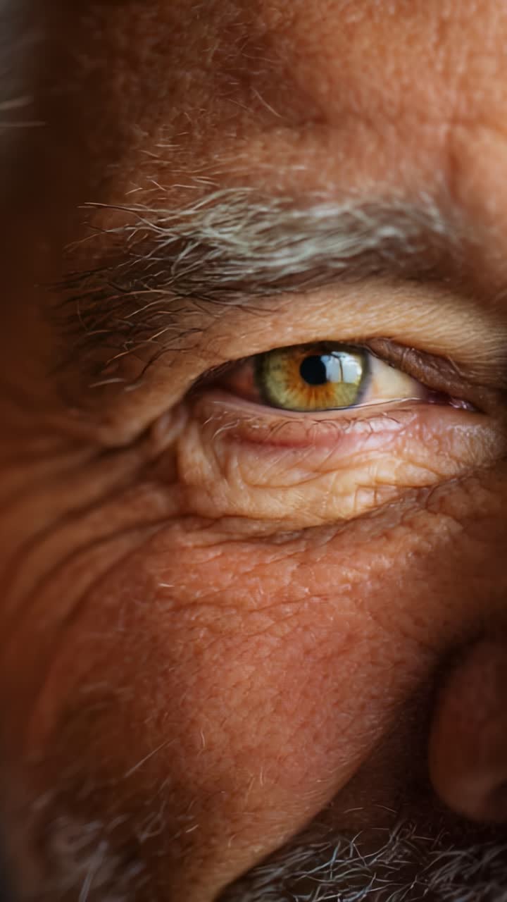 A Close-Up Exploration of a Mature Man's Eye Capturing Wisdom and Life Experience Through Unique Textures and Expressions in the Frame