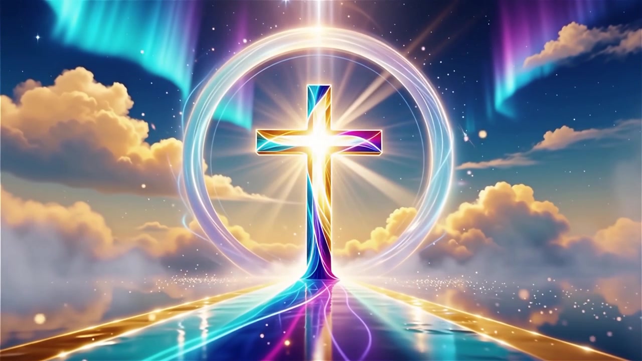 Christian Cross Heavenly Light Worship Background