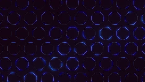 glowing blue circles on black background form circular pattern
